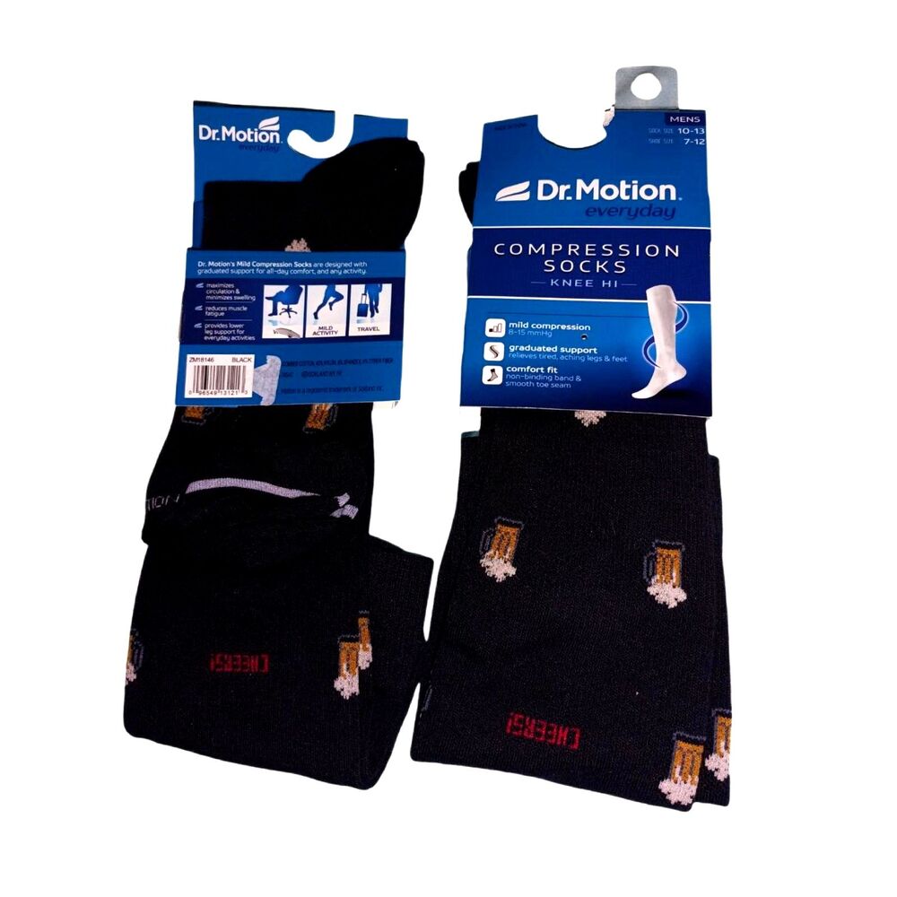 NWT Mens Cheers for Beers Compression Socks Size 10-13 Flying Travel Circulation